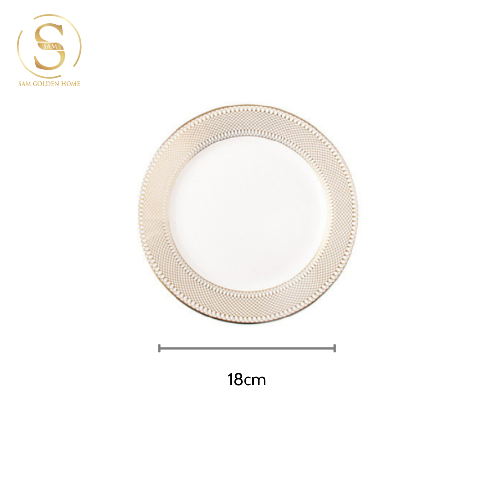 Đĩa Viền Họa Tiết Lưới Gold Floxy Phong Cách Tinh Tế Sang Trọng Bắc Âu