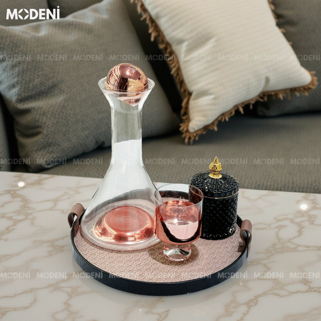 Khay Tròn Astrid Nâu Nhạt Sang Trọng Hiện Đại