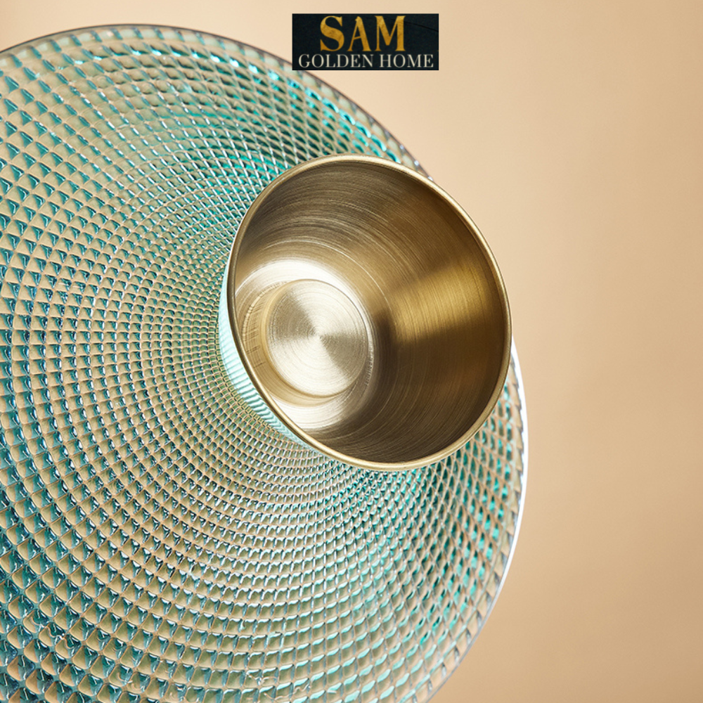 Tô Đĩa Đựng Trái Cây Wave Emerald Thủy Tinh Cường Lực Cao Cấp – Đế Inox Mạ Vàng Gold – Phong Cách Hàn Quốc Hiện Đại, Decor Bàn Sofa – Bàn Tiệc Sang Trọng