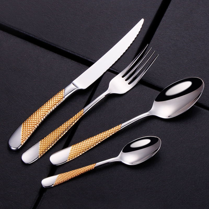 Bộ Dao Muỗng Nĩa Ferran Diagonal Textured Cutlery Set Silver  Inox 304 Cao Cấp Sang Trọng