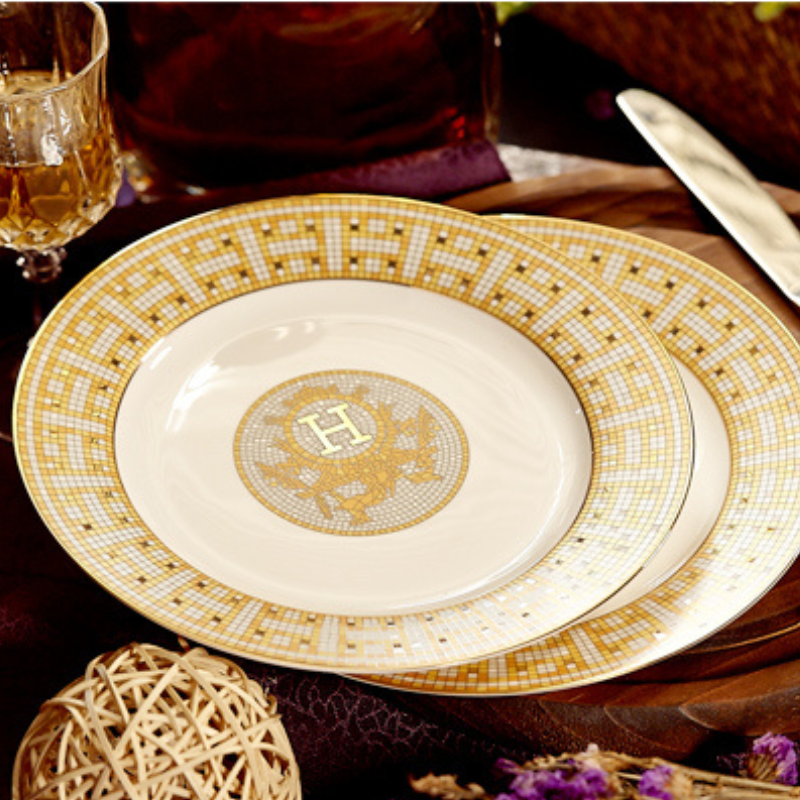 Đĩa Bầu Dục 32 H-Paris Viền Vàng Gold Sang Trọng Phong Cách Bắc Âu