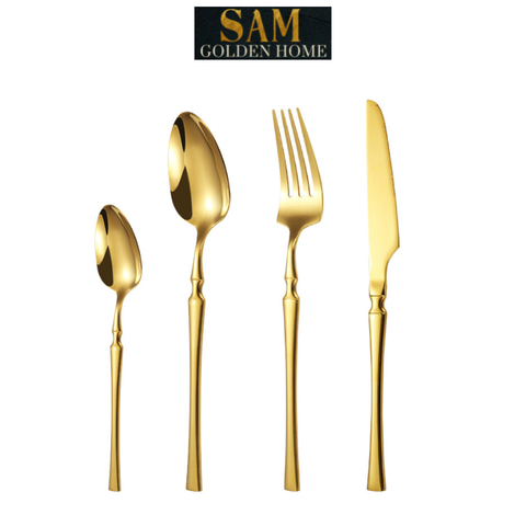 Bộ Dao Muỗng Nĩa Golden Cutlery Inox Cao Cấp Sang Trọng
