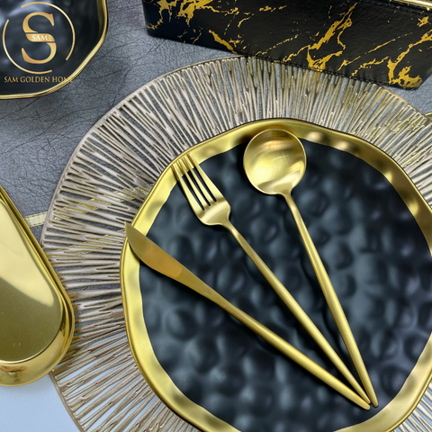 Bộ Dao Muỗng Nĩa Arya Gold Cutlery Set Gold Inox 304 Sang Trọng