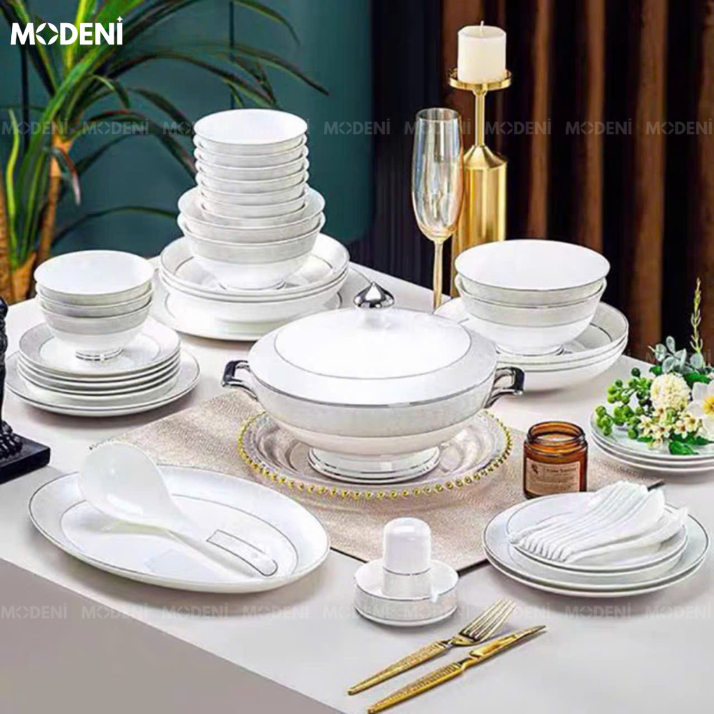 Bộ Tô Chén Đĩa Chén Sứ Xương Rachel Cao Cấp Sang Trọng