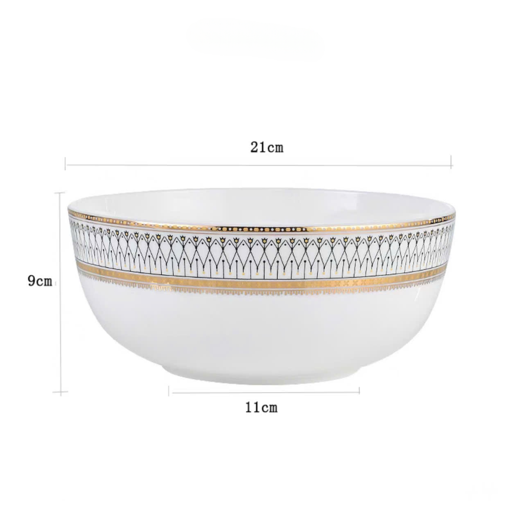 Chén Bát Đĩa Lẻ Món Sứ Xương Aura Cao Cấp Viền Vàng Sang Trọng Kiểu Âu Thời Thượng Quà Tặng Tân Gia