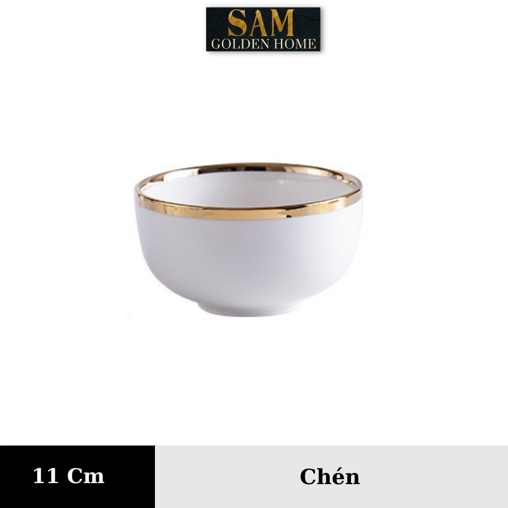 Chén Dĩa Victorian Sứ Tráng Men Cao Cấp Trắng Viền Vàng Gold Sang Trọng, Hiện Đại