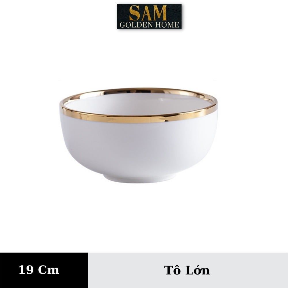 Chén Dĩa Victorian Sứ Tráng Men Cao Cấp Trắng Viền Vàng Gold Sang Trọng, Hiện Đại