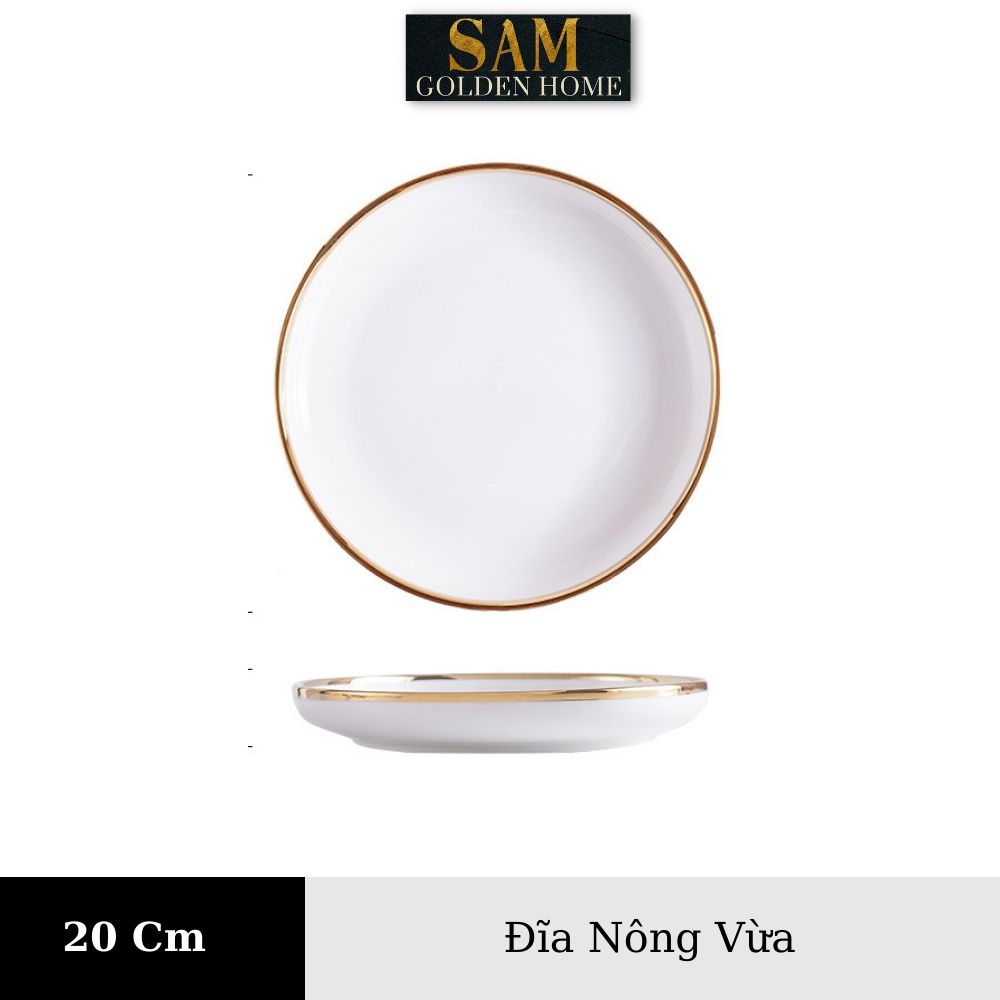 Chén Dĩa Victorian Sứ Tráng Men Cao Cấp Trắng Viền Vàng Gold Sang Trọng, Hiện Đại