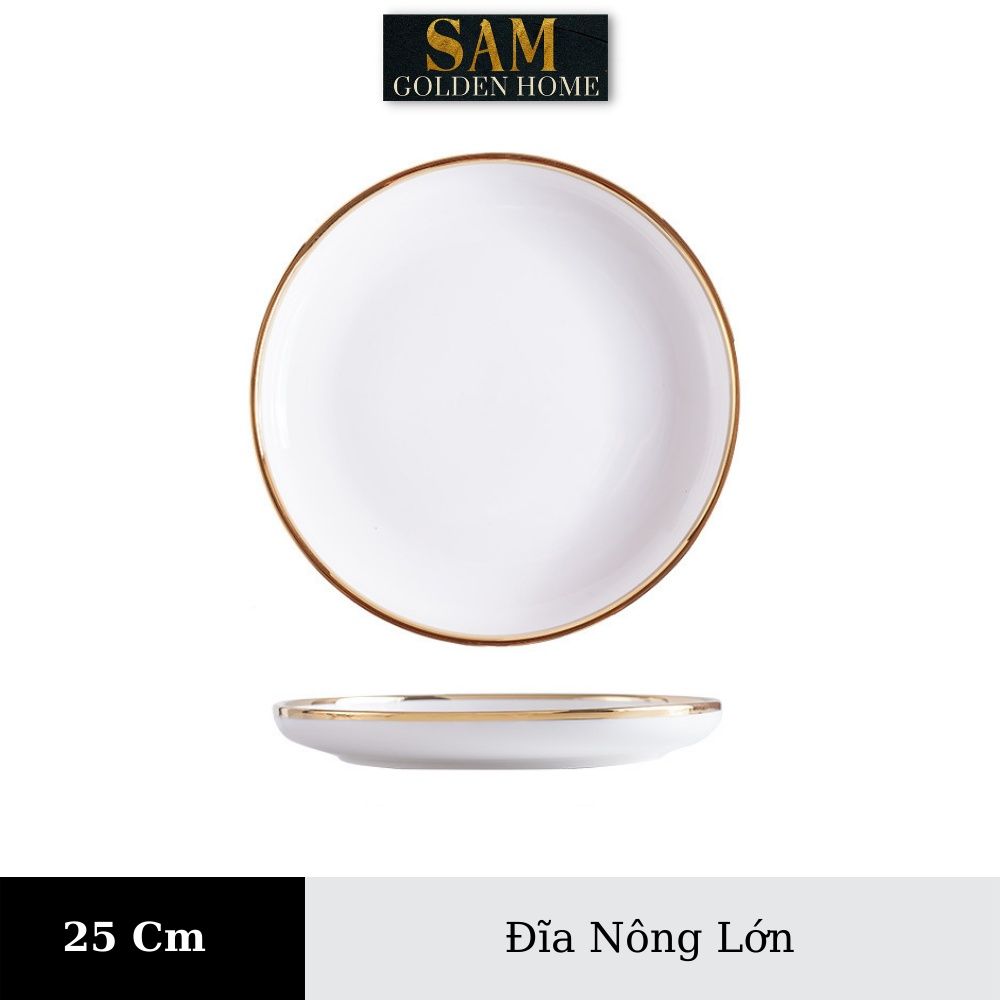 Chén Dĩa Victorian Sứ Tráng Men Cao Cấp Trắng Viền Vàng Gold Sang Trọng, Hiện Đại