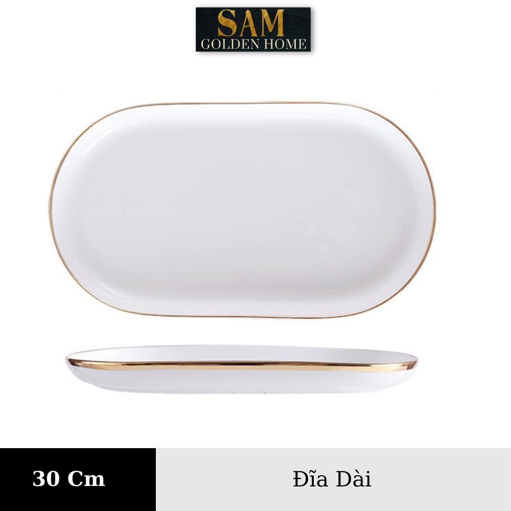 Chén Dĩa Victorian Sứ Tráng Men Cao Cấp Trắng Viền Vàng Gold Sang Trọng, Hiện Đại