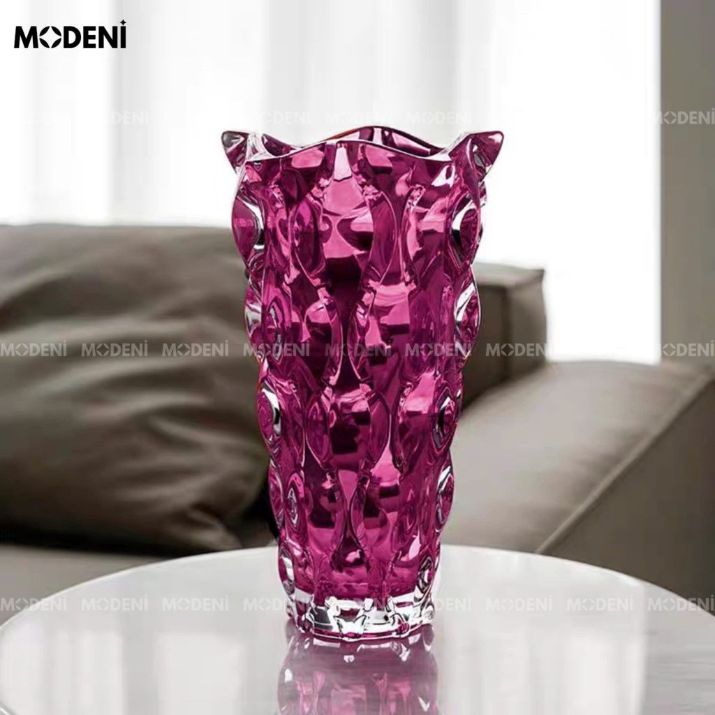 Bình Hoa Pha Lê Blush Cao Cấp – Thiết Kế Nghệ Thuật Lấp Lánh 30cm Cho Bàn Sofa, Kệ Tủ, Decor Hiện Đại