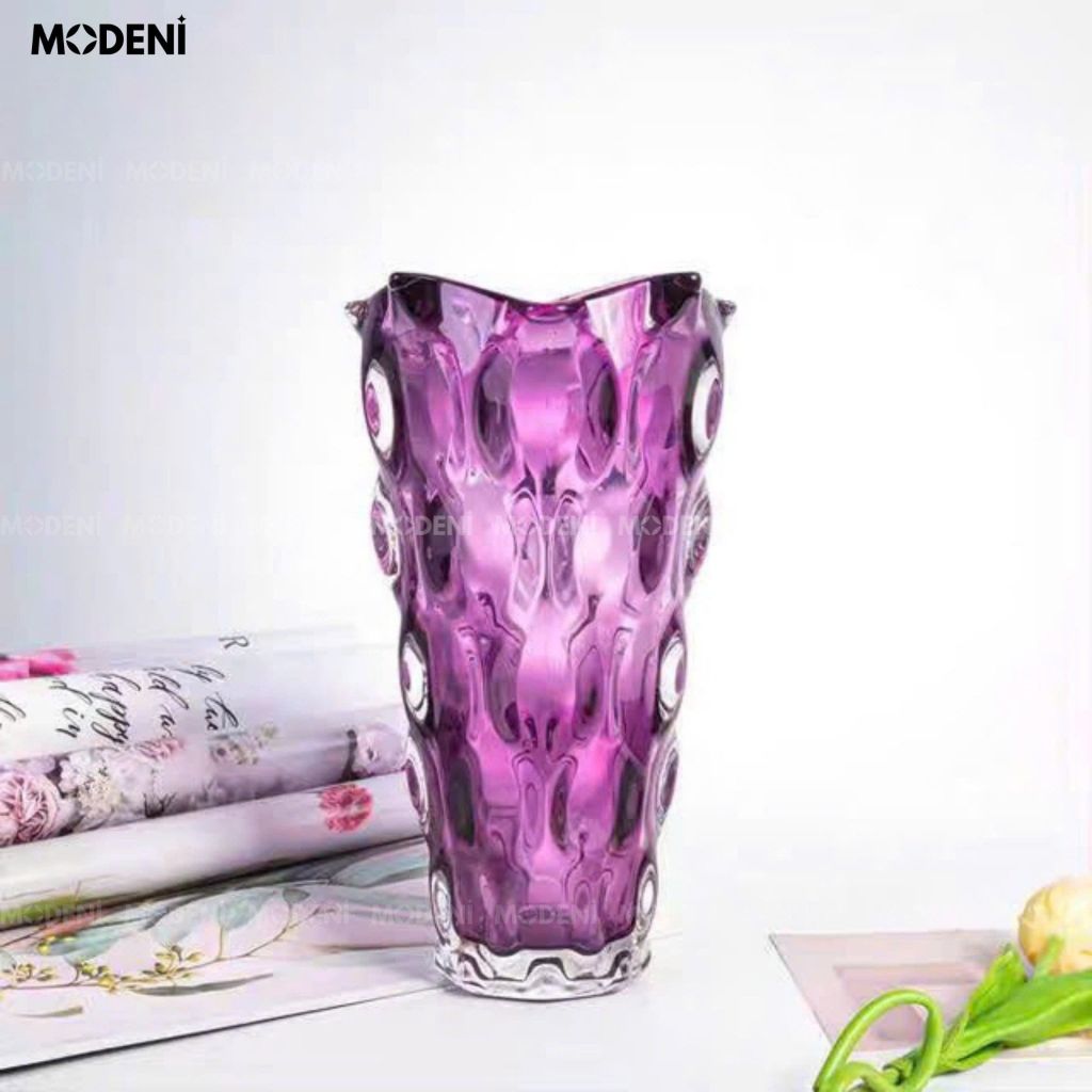 Bình Hoa Pha Lê Blush Cao Cấp – Thiết Kế Nghệ Thuật Lấp Lánh 30cm Cho Bàn Sofa, Kệ Tủ, Decor Hiện Đại