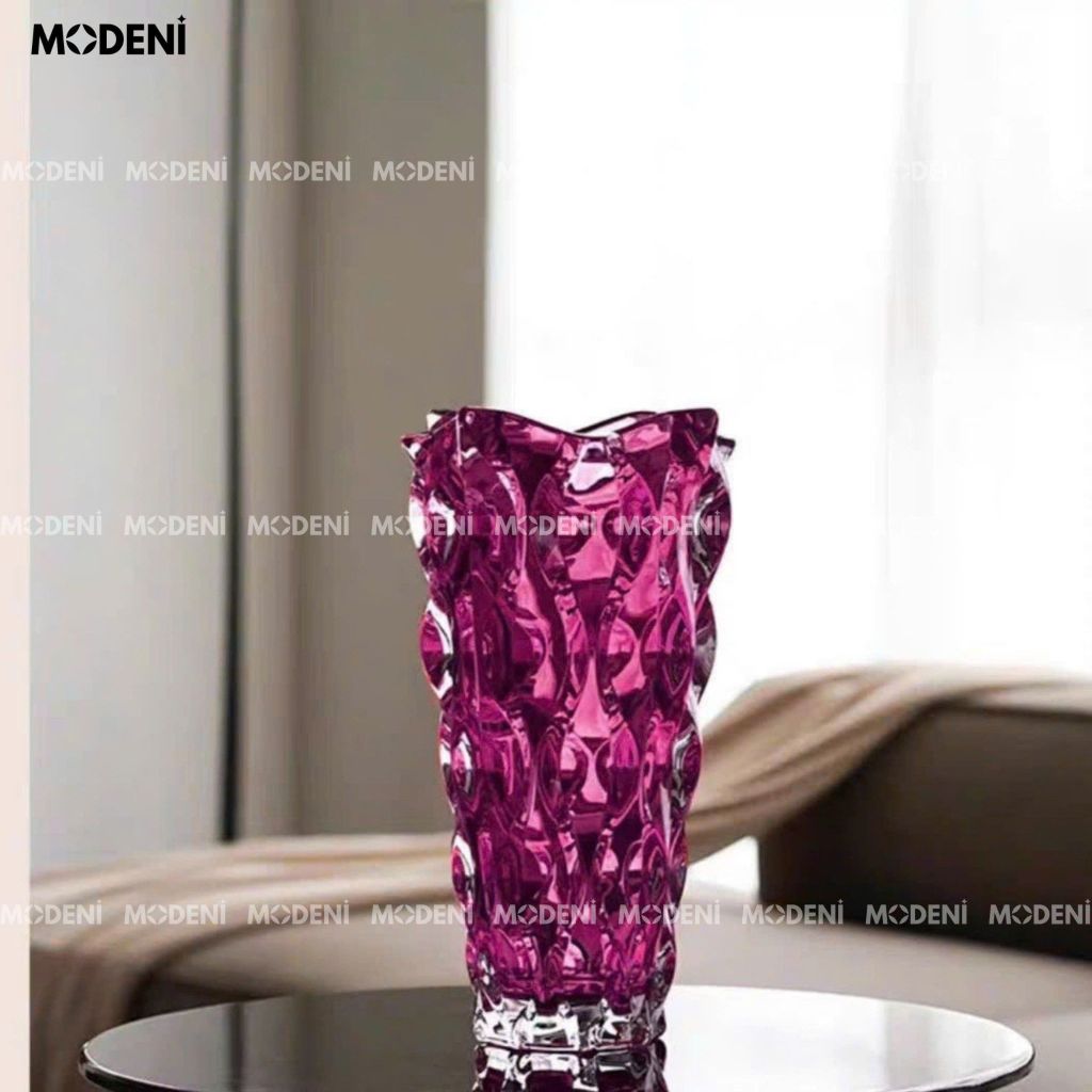 Bình Hoa Pha Lê Blush Cao Cấp – Thiết Kế Nghệ Thuật Lấp Lánh 30cm Cho Bàn Sofa, Kệ Tủ, Decor Hiện Đại