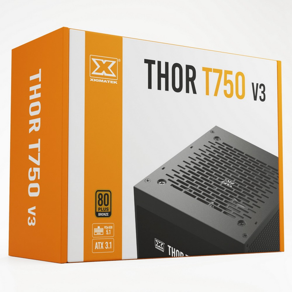  Nguồn Xigmatek Thor T750 V3 750W | 80 Plus Bronze, PCIe Gen 5.1, ATX 3.1, 100% cáp dẹt đen 