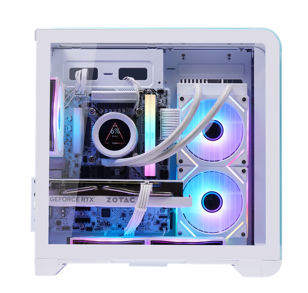  Thùng máy Case Mik Barbatos ATX - White | AIO 360, view 3 góc 