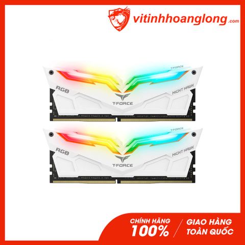  Ram PC DDR4 TeamGroup 16G Bus 3000 T-Force Night Hawk RGB (2x 8GB) (Trắng) 