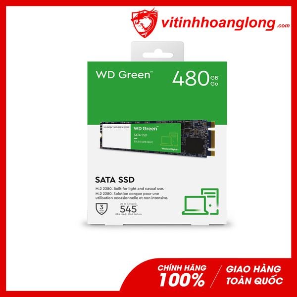 Ổ cứng SSD WD Western Digital 480G Green M.2 Sata 6Gb/s TLC (WDS480G2G0B)