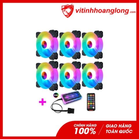  Fan case Coolmoon Y1 LED RGB 12cm Pack 6 Fan (Hub + Remote) 