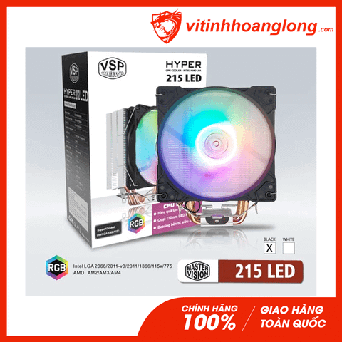  Tản nhiệt khí CPU VSP 215 Led RGB (Đen) 