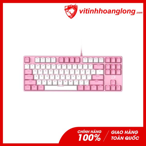 Bàn Phím cơ DareU EK87 White Pink Led Gaming Blue Switch TKL (Hồng Trắng)