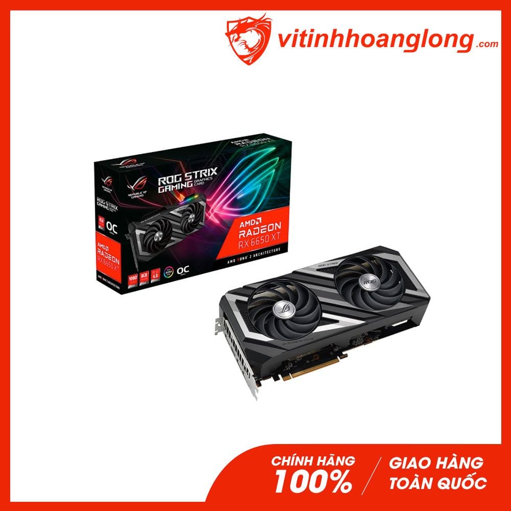 Card màn hình VGA Asus Radeon RX 6650 XT Rog Strix OC Edition 8GB GDDR6 (ROG-STRIX-RX6650XT-O8G-GAMING)