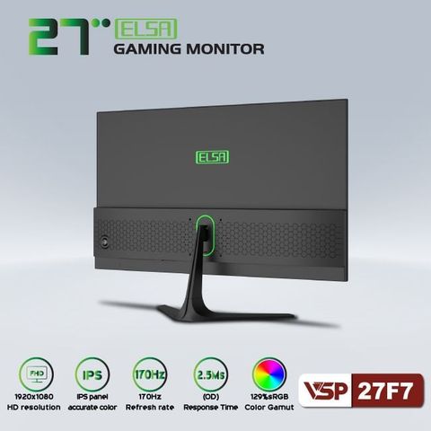  Màn hình Gaming VSP ELSA 27F7 | 27 inch Full HD IPS 170Hz 2ms phẳng đen 