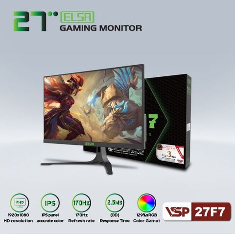  Màn hình Gaming VSP ELSA 27F7 | 27 inch Full HD IPS 170Hz 2ms phẳng đen 