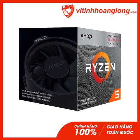  CPU AMD Ryzen 5 3400G ( 3.7GHz Up to 4.2GHz, 4 nhân 8 luồng, Cache 6MB, Socket AM4 ) 