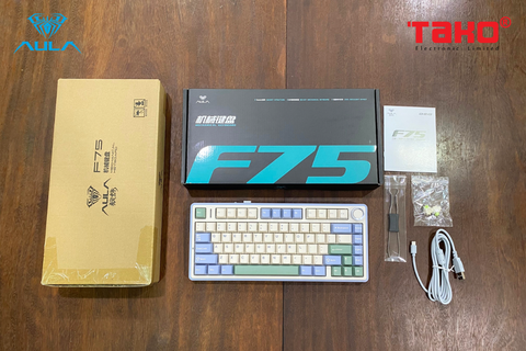  BÀN PHÍM CƠ GAMING 3 MODE AULA F75 (Phiên bản Ice Green/Tím nhạt+be+xanh lá/ Reaper switch) 