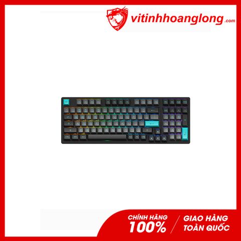  Bàn Phím Cơ không dây Akko 3098B Multi-Modes Black & Cyan, Gold, Akko CS Switch- Jelly Blue 