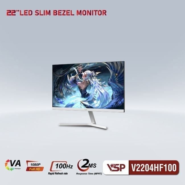 Màn hình VSP V2204HF100 - Trắng | 21.5 inch Full HD VA 100Hz 2ms phẳng