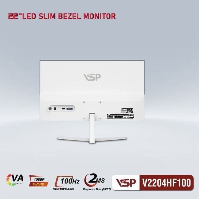 Màn hình VSP V2204HF100 - Trắng | 21.5 inch Full HD VA 100Hz 2ms phẳng