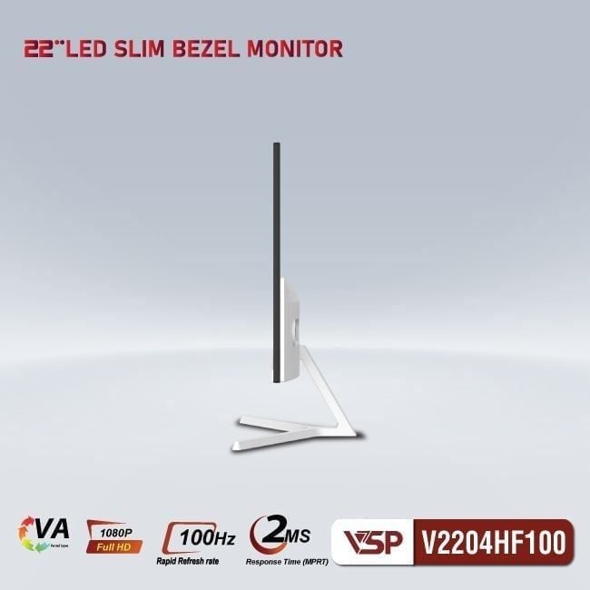 Màn hình VSP V2204HF100 - Trắng | 21.5 inch Full HD VA 100Hz 2ms phẳng