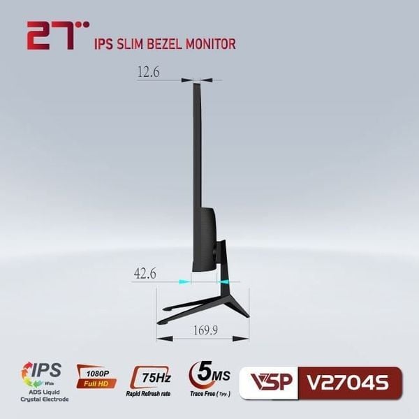  Màn hình VSP V2704S Đen | 27 inch Full HD IPS 75Hz 5ms phẳng 
