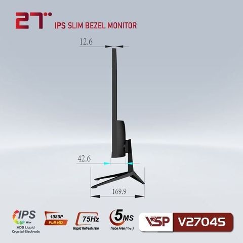  Màn hình VSP V2704S Đen | 27 inch Full HD IPS 75Hz 5ms phẳng 