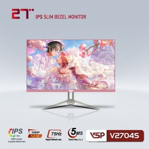  Màn hình VSP V2704S Hồng | 27 inch Full HD IPS 75Hz 5ms phẳng 