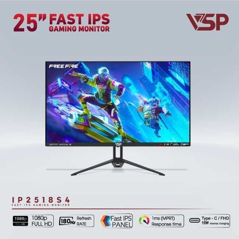  Màn hình Gaming VSP IP2518S4 | 24.5 inch Full HD IPS 180Hz 1ms phẳng đen 