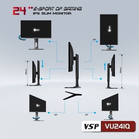  Màn hình VSP VU241Q | 24 inch 2K IPS 75Hz 7ms chân xoay 