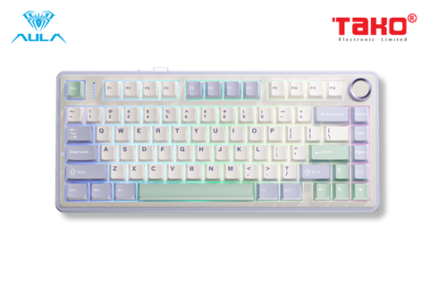  BÀN PHÍM CƠ GAMING 3 MODE AULA F75 (Phiên bản Ice Green/Tím nhạt+be+xanh lá/ Reaper switch) 