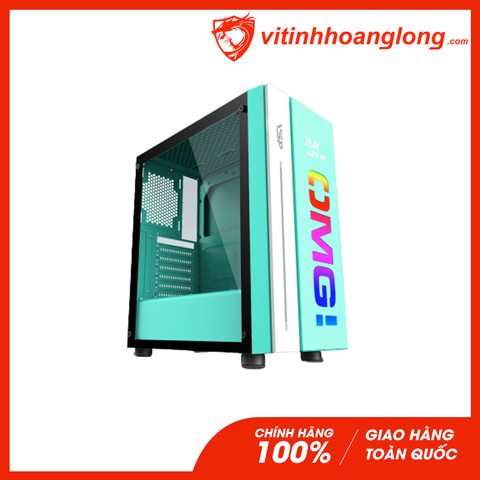  Vỏ Case máy tính Vsp Gaming OMG-II XANH ATX Mặt Trước LED RGB, Nắp Hông Kính Cường Lực 