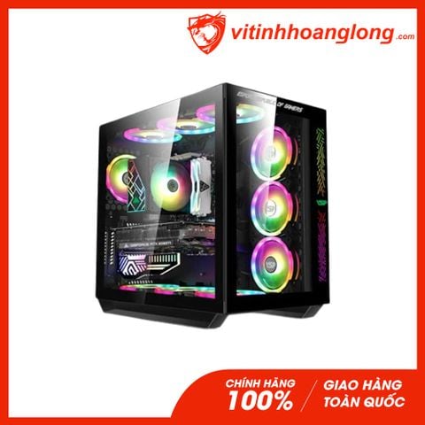  Vỏ Case máy tính Vsp Erog ES5 Black Trong suốt, Có Sẵn panel LED ARGB 