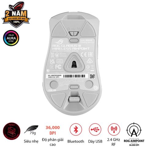  Chuột Asus Rog Gladius III Wireless Aimpoint Black/ White 