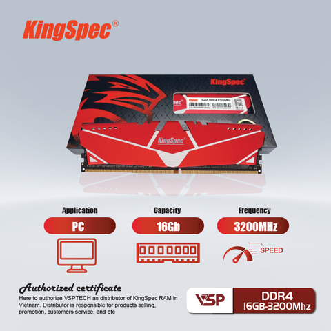  Ram PC KingSpec DDR4 16Gb | 8Gb - 3200MHz 