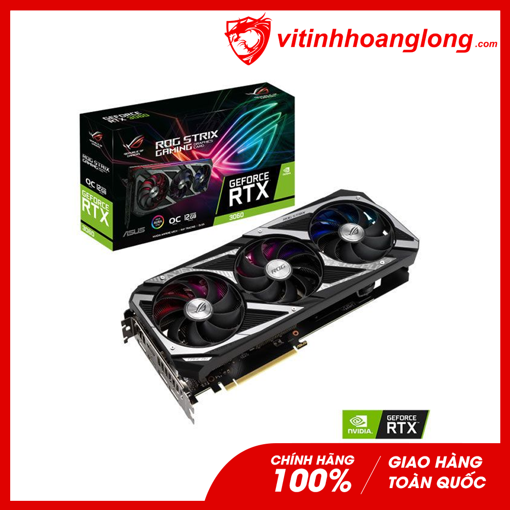Card màn hình VGA Asus Geforce RTX 3060 Rog Strix OC Edition 12GB GDDR6X Gaming