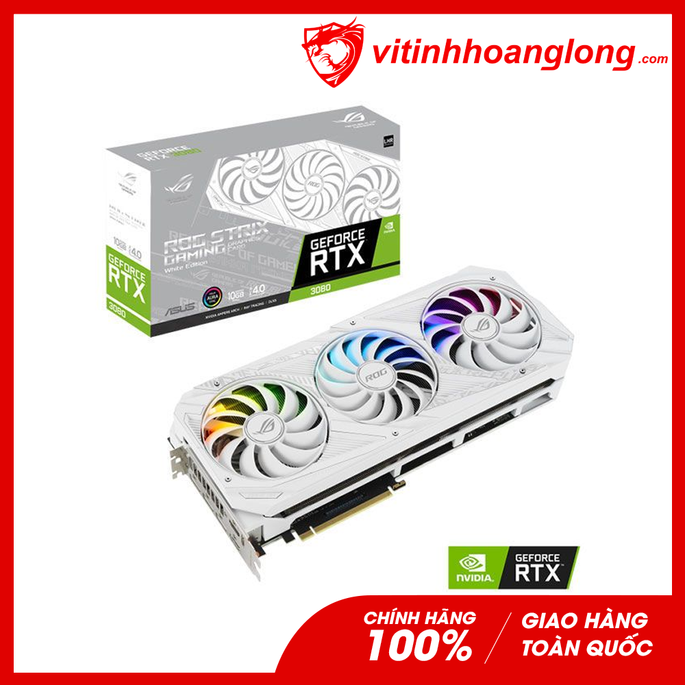 Card màn hình VGA Asus Geforce RTX 3080 Rog Strix Edition 10GB GDDR6X White