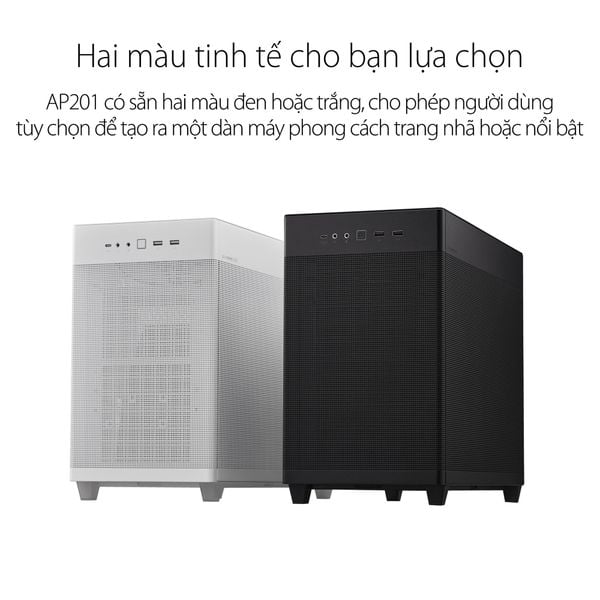  Thùng máy Case Mini MicroATX ASUS Prime AP201 MESH WHITE/BLACK (Matx / USB C/ 33 lit) 