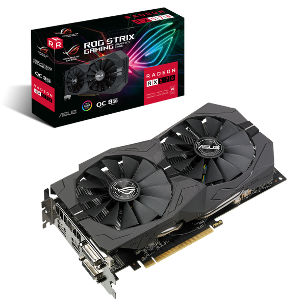 Card màn hình VGA ASUS ROG STRIX RX570 O8G GAMING cũ Like New