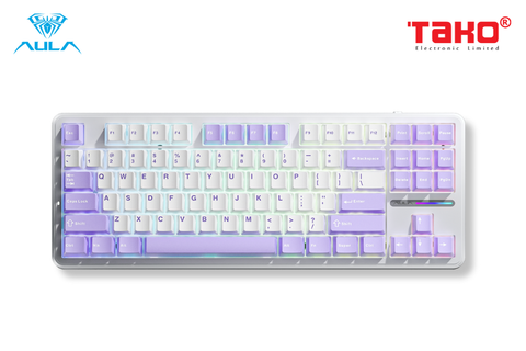 BÀN PHÍM CƠ GAMING CÓ DÂY AULA F87 (Phiên bản tím trắng/blue switch) 