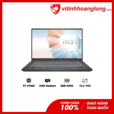  Laptop Msi Modern 15 A5M-239VN: AMD R7-5700U, AMD Radeon Graphics, Ram 8G, SSD NVMe 512G, Win11, Led Keyboard, 15.6 inch FHD IPS (Carbon Gray) 