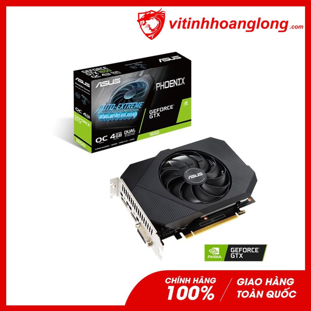 Card màn hình VGA Asus Geforce GTX 1650 4GB GDDR6 Phoenix OC Edition (PH-GTX1650-O4GD6-P)